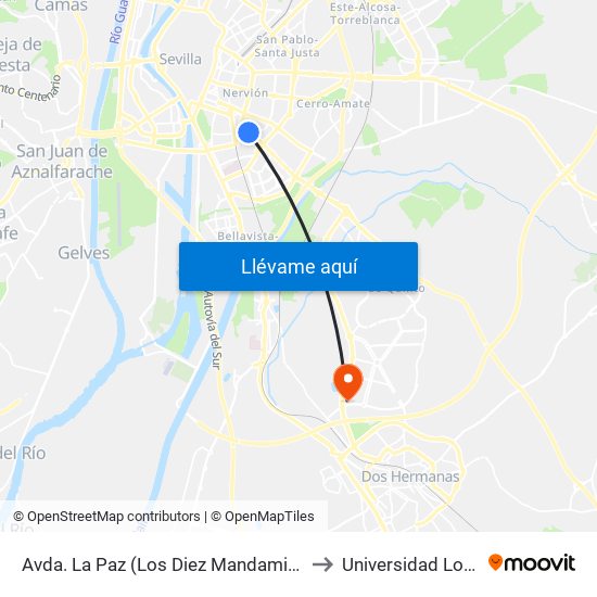 Avda. La Paz (Los Diez Mandamientos) to Universidad Loyola map