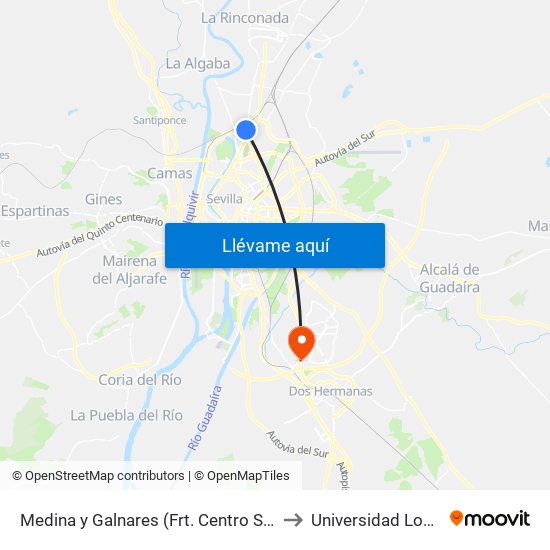 Medina y Galnares (Frt. Centro Salud) to Universidad Loyola map