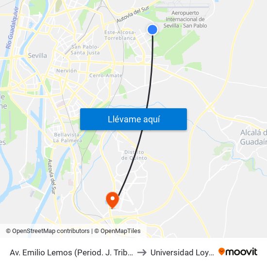 Av. Emilio Lemos (Period. J. Tribuna) to Universidad Loyola map