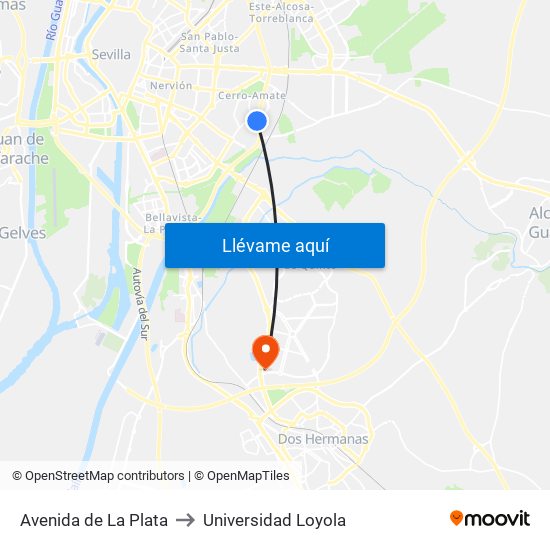 Avenida de La Plata to Universidad Loyola map