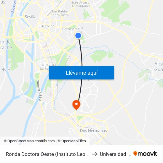 Ronda Doctora Oeste (Instituto Leonardo Da Vinci) to Universidad Loyola map