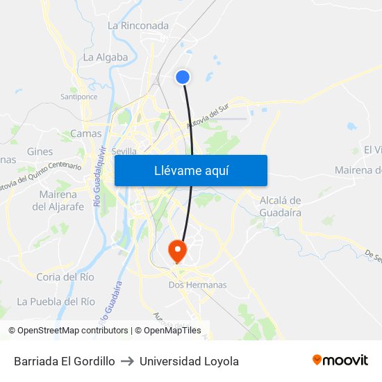 Barriada El Gordillo to Universidad Loyola map