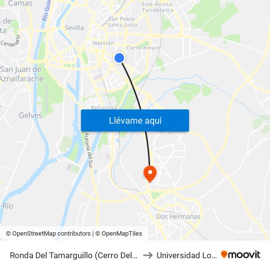 Ronda Del Tamarguillo (Cerro Del Águila) to Universidad Loyola map