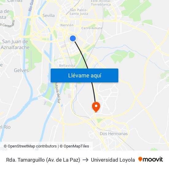 Rda. Tamarguillo (Av. de La Paz) to Universidad Loyola map