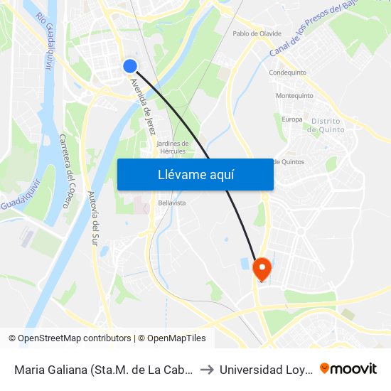 Maria Galiana (Sta.M. de La Cabeza) to Universidad Loyola map