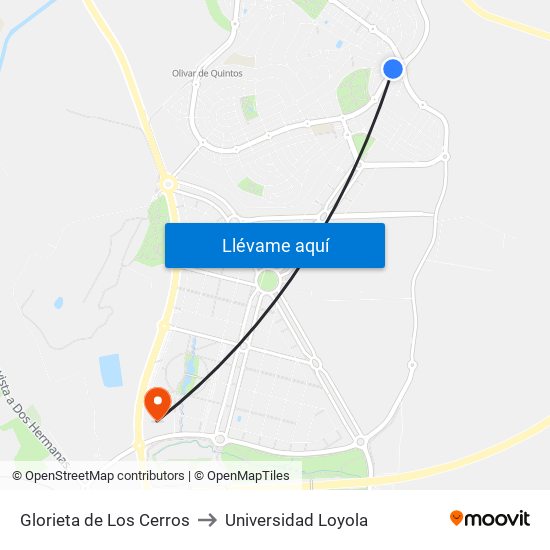 Glorieta de Los Cerros to Universidad Loyola map