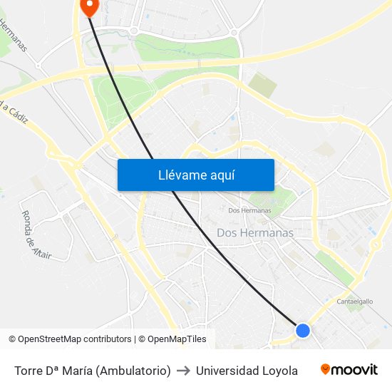 Torre Dª María (Ambulatorio) to Universidad Loyola map