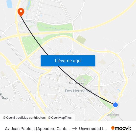 Av Juan Pablo II (Apeadero Cantaelgallo) to Universidad Loyola map