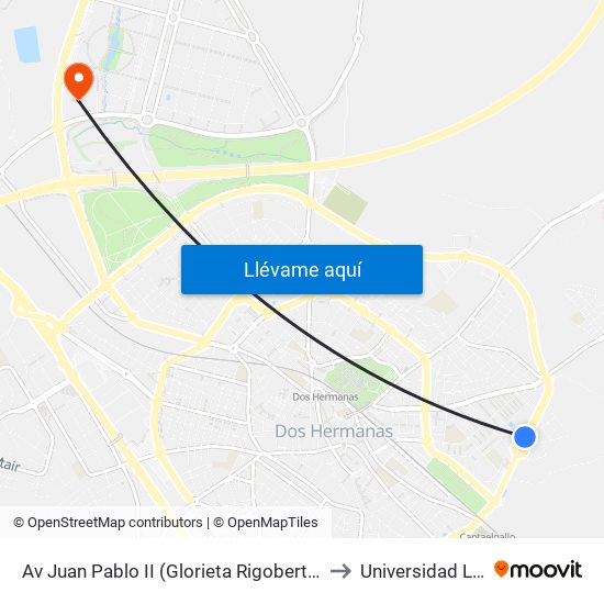 Av Juan Pablo II (Glorieta Rigoberta Menchú ) to Universidad Loyola map