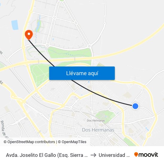 Avda. Joselito El Gallo (Esq. Sierra Carboneras) to Universidad Loyola map