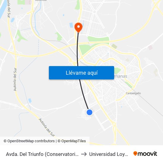 Avda. Del Triunfo (Conservatorio) to Universidad Loyola map