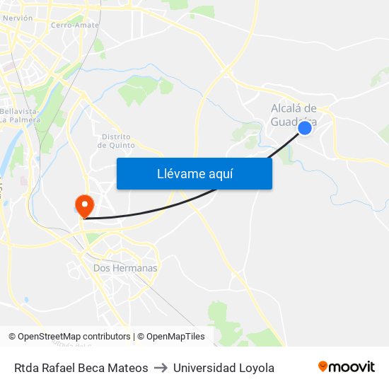 Rtda Rafael Beca Mateos to Universidad Loyola map