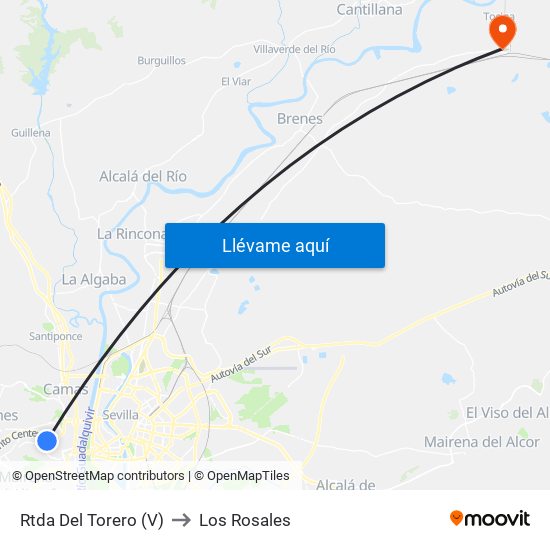Rtda Del Torero (V) to Los Rosales map