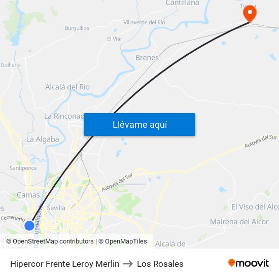 Hipercor Frente Leroy Merlin to Los Rosales map