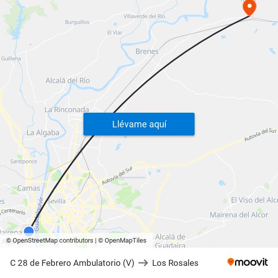 C 28 de Febrero Ambulatorio (V) to Los Rosales map