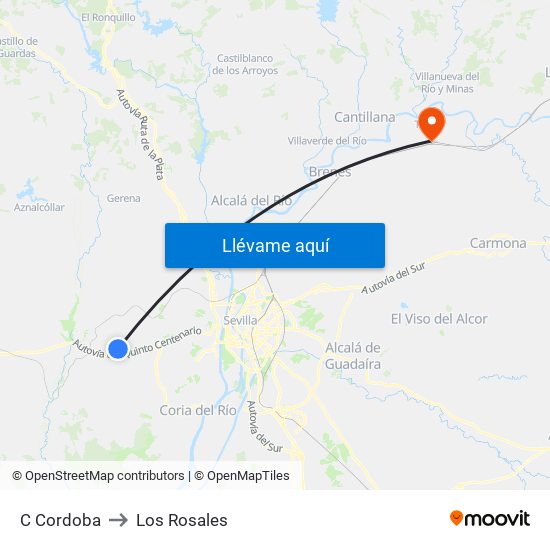 C Cordoba to Los Rosales map