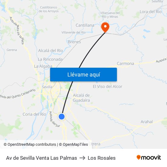 Av de Sevilla Venta Las Palmas to Los Rosales map