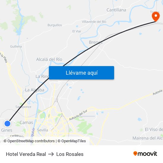 Hotel Vereda Real to Los Rosales map