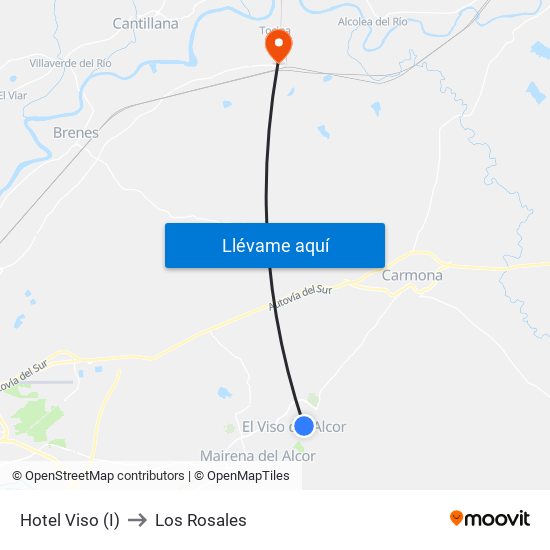 Hotel Viso (I) to Los Rosales map