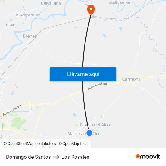 Domingo de Santos to Los Rosales map