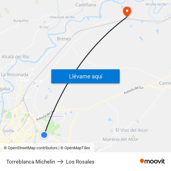 Torreblanca Michelin to Los Rosales map