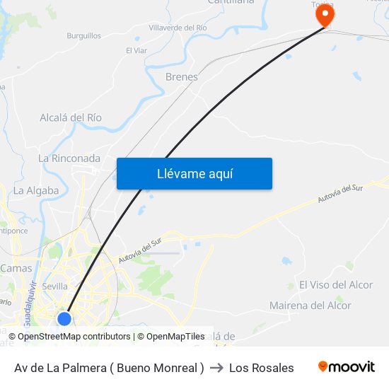 Av de La Palmera ( Bueno Monreal ) to Los Rosales map