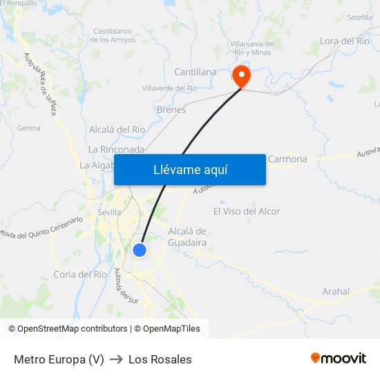 Metro Europa (V) to Los Rosales map