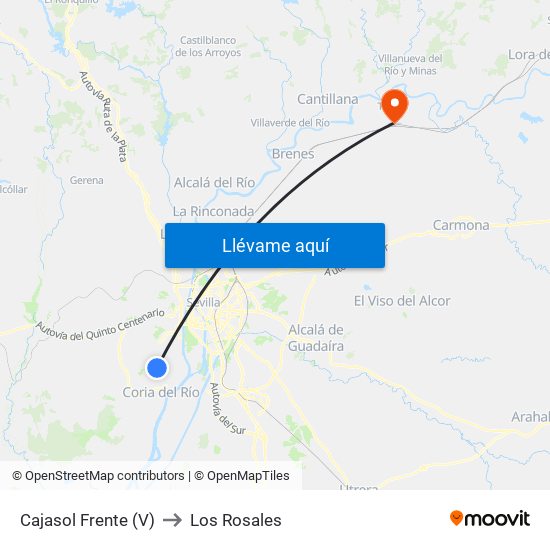 Cajasol Frente (V) to Los Rosales map