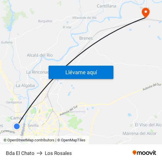 Bda El Chato to Los Rosales map