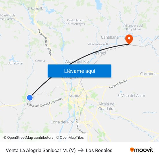 Venta La Alegria Sanlucar M. (V) to Los Rosales map