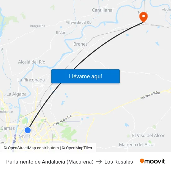 Parlamento de Andalucía (Macarena) to Los Rosales map