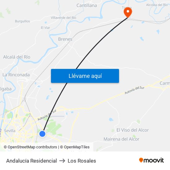 Andalucía Residencial to Los Rosales map