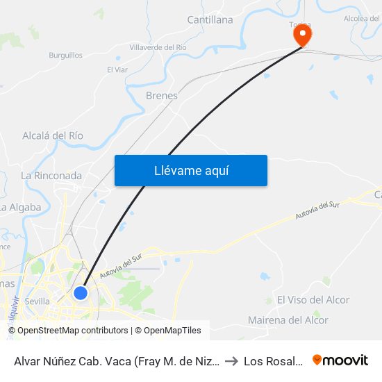 Alvar Núñez Cab. Vaca (Fray M. de Niza) to Los Rosales map