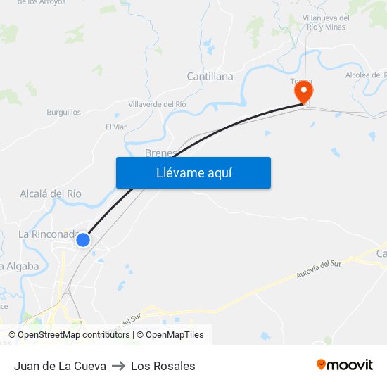 Juan de La Cueva to Los Rosales map