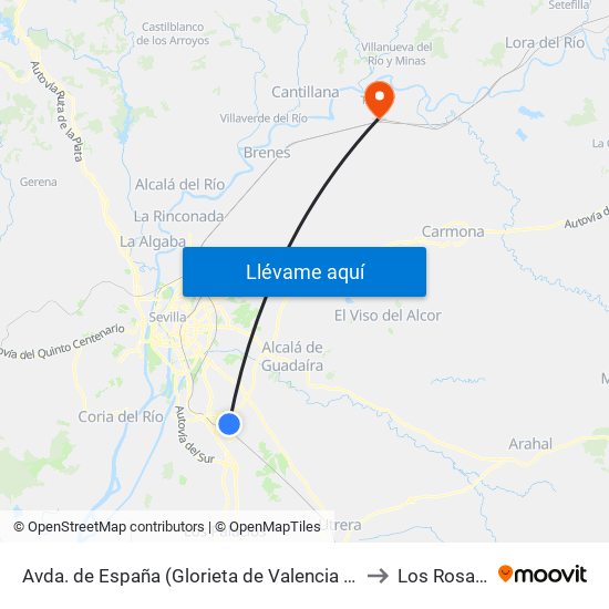 Avda. de España (Glorieta de Valencia / Aldi) to Los Rosales map