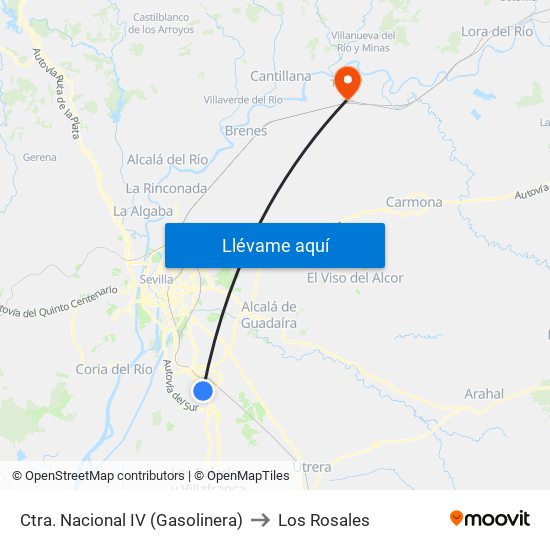 Ctra. Nacional IV (Gasolinera) to Los Rosales map