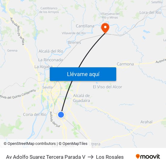 Av Adolfo Suarez Tercera Parada V to Los Rosales map