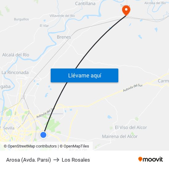 Arosa (Avda. Parsi) to Los Rosales map