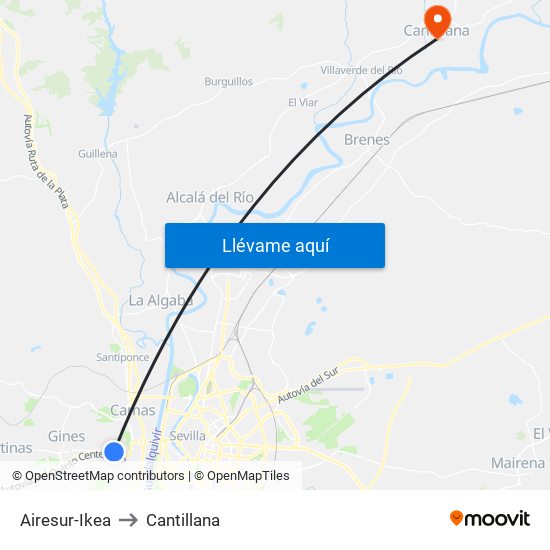 Airesur-Ikea to Cantillana map