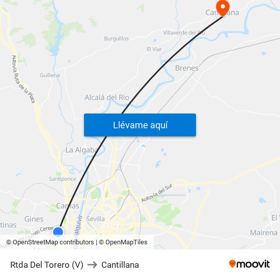 Rtda Del Torero (V) to Cantillana map