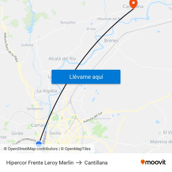 Hipercor Frente Leroy Merlin to Cantillana map