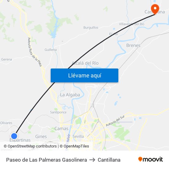 Paseo de Las Palmeras Gasolinera to Cantillana map