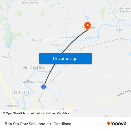 Bda Sta Cruz San Jose to Cantillana map