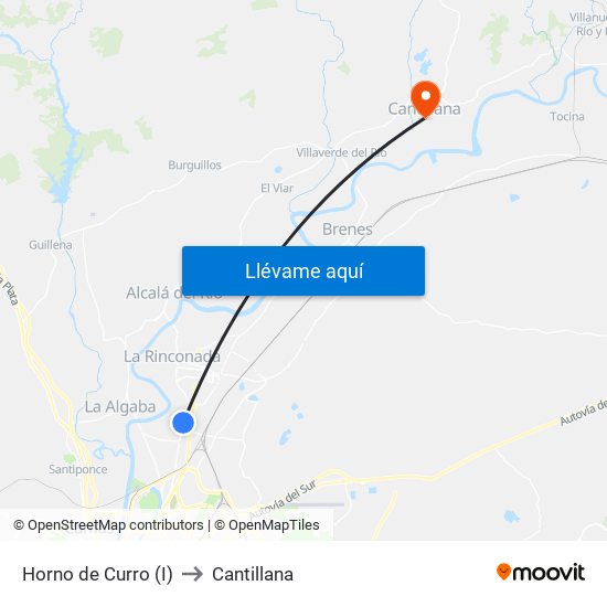 Horno de Curro (I) to Cantillana map