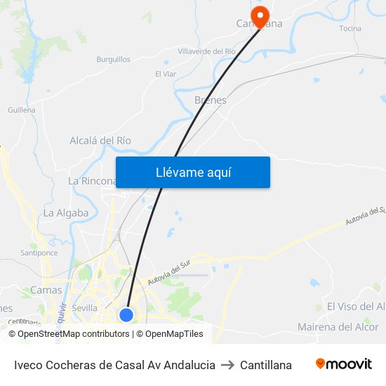Iveco Cocheras de Casal Av Andalucia to Cantillana map