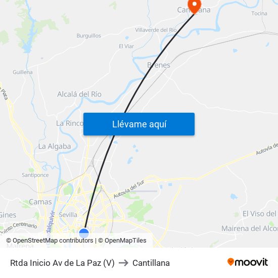 Rtda Inicio Av de La Paz (V) to Cantillana map