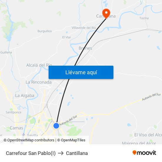 Carrefour San Pablo(I) to Cantillana map