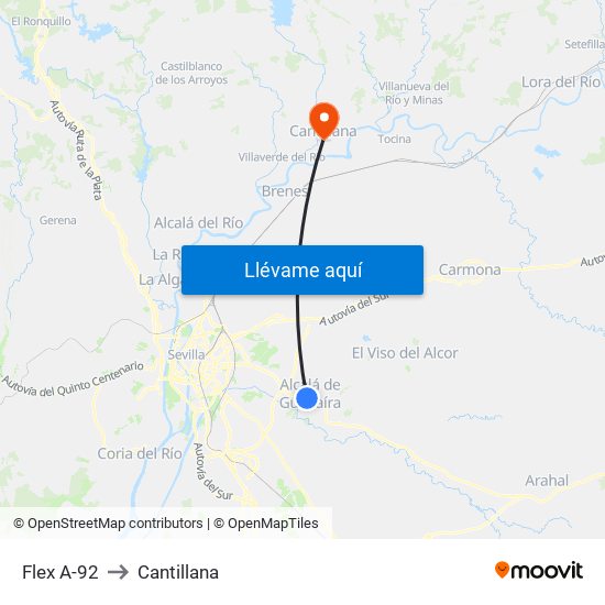 Flex A-92 to Cantillana map
