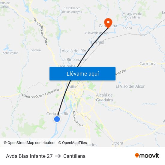 Avda Blas Infante 27 to Cantillana map