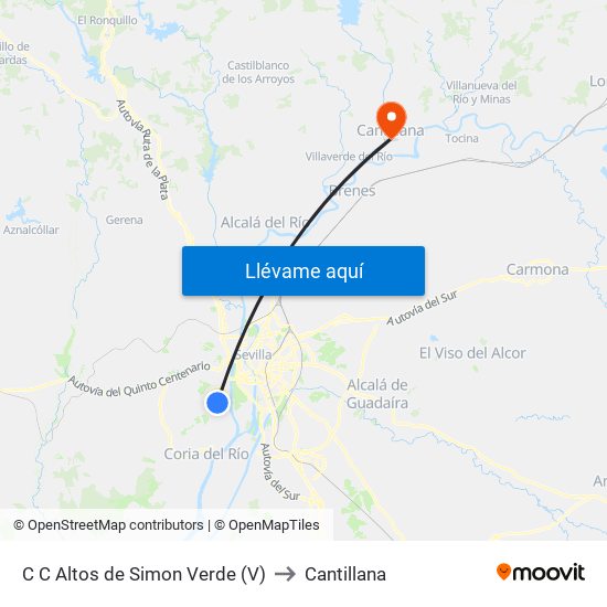 C C Altos de Simon Verde (V) to Cantillana map